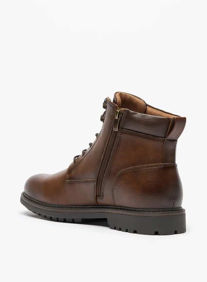 ال بي ال من شو اكسبرس Men's Textured Chukka Boots with Zip Closure