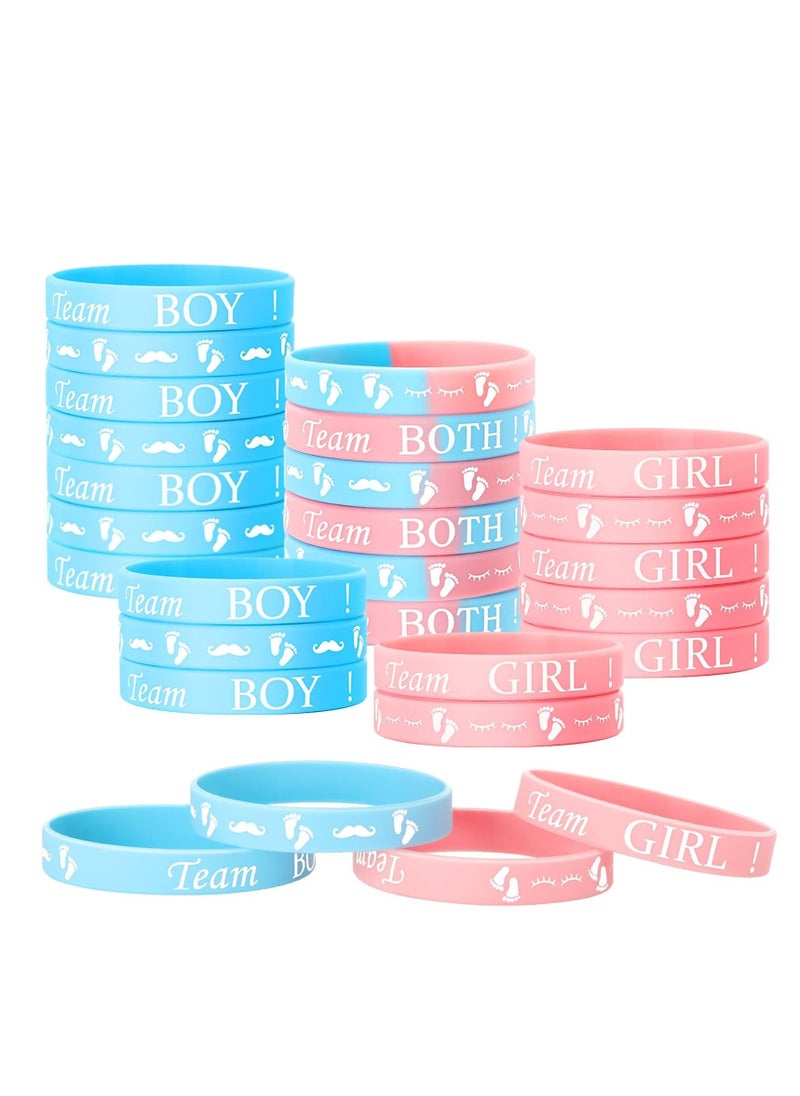 Excefore Gender Reveal Bracelets, 30 Pcs Silicone Wristbands Gender Reveal Party Bracelets, Team Both Rubber Wristband for Baby Shower Gender Reveal Party Favor Supplies  - Image 1