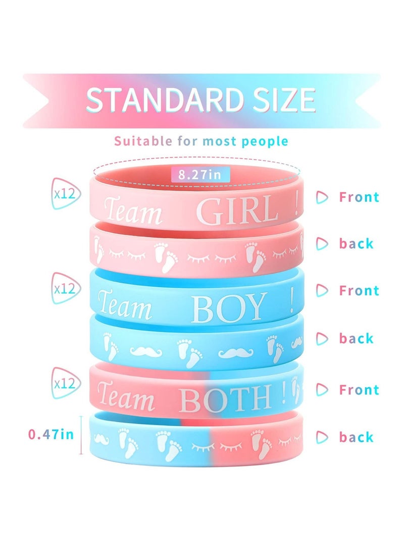 Excefore Gender Reveal Bracelets, 30 Pcs Silicone Wristbands Gender Reveal Party Bracelets, Team Both Rubber Wristband for Baby Shower Gender Reveal Party Favor Supplies  - Image 2