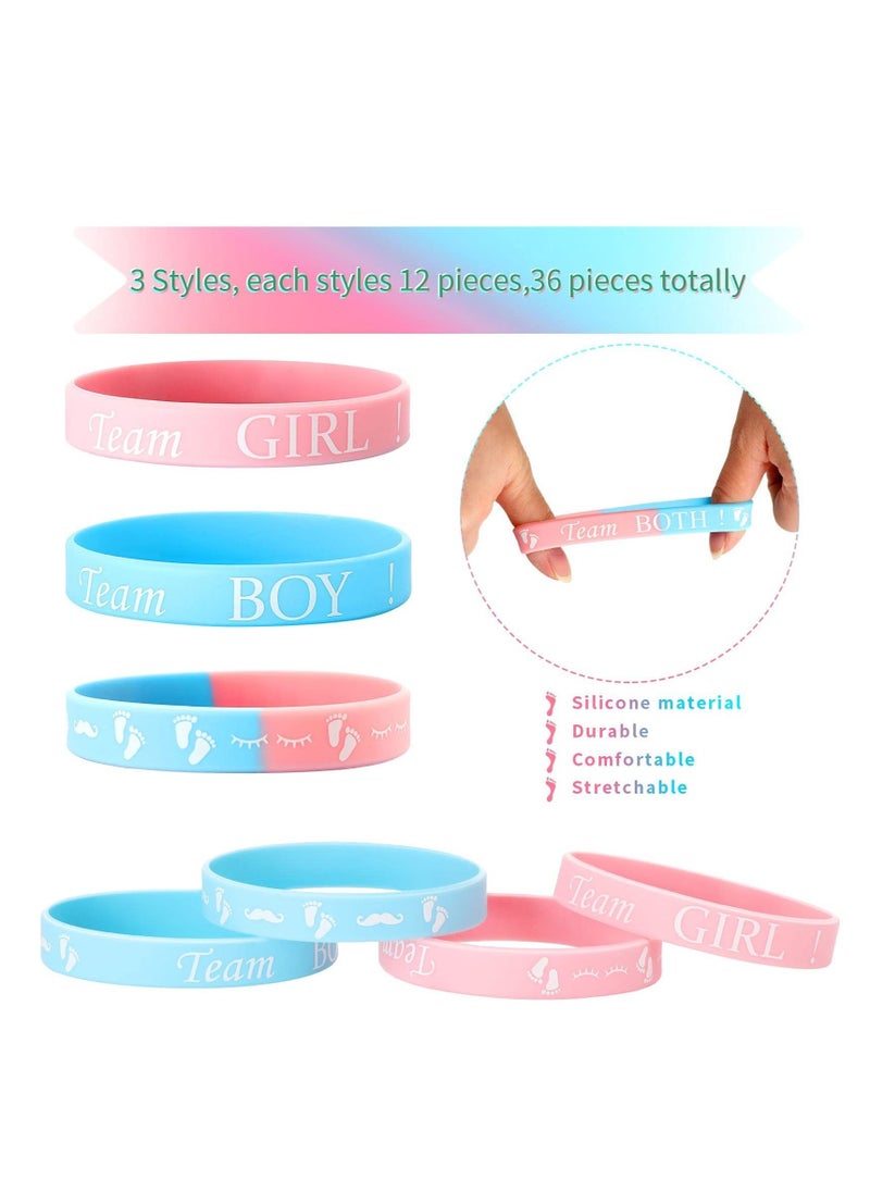 Excefore Gender Reveal Bracelets, 30 Pcs Silicone Wristbands Gender Reveal Party Bracelets, Team Both Rubber Wristband for Baby Shower Gender Reveal Party Favor Supplies  - Image 3