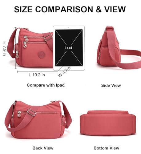 Hiflyer Women's Black Crossbody Bag, 10.2"L x 4.7"W x 7.9"H, 11 Compartments, Water Resistant, Adjustable 25-50" Strap - Image 5