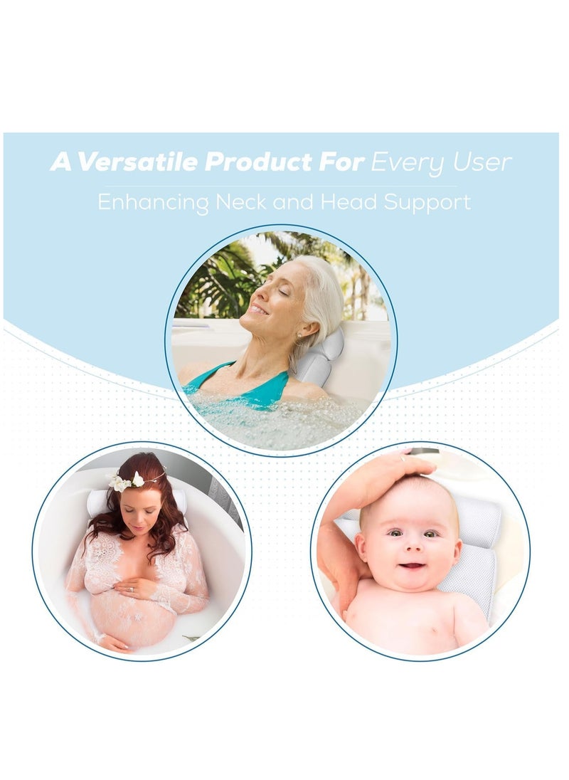 Plan A Comfortable Bath Pillow for Bathtub, Suction Cups, Breathable 3D Mesh Design, Comfortable Support for Head, Neck, Shoulders and Back  - Image 5
