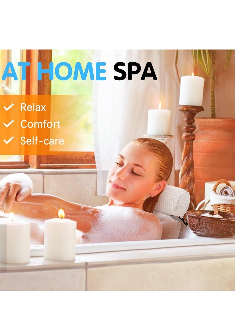 Comfortable Bath Pillow for Bathtub, Suction Cups, Breathable 3D Mesh Design, Comfortable Support for Head, Neck, Shoulders and Back