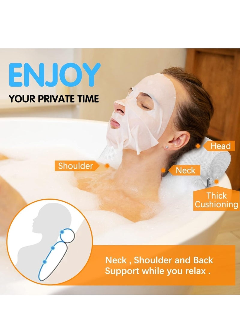 Comfortable Bath Pillow for Bathtub, Suction Cups, Breathable 3D Mesh Design, Comfortable Support for Head, Neck, Shoulders and Back