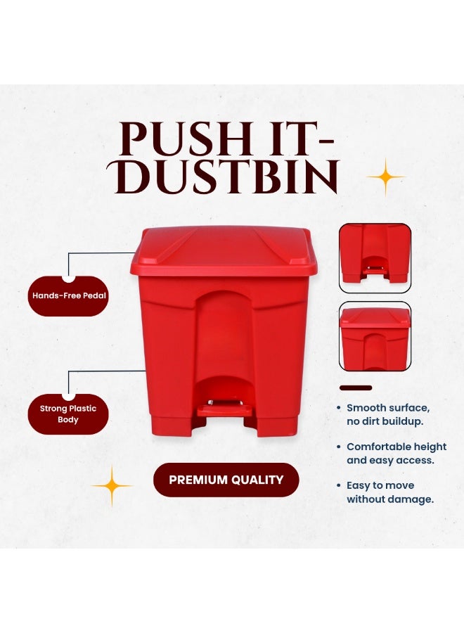 SNH Waste Bin | Dustbin | Trash Bin with Foot Pedal | Garbage Can with Push Lid | Step On Waste Bin for Kitchen, Bathroom, Office & Outdoor Use | Weather Proof Waste Disposal Bin with Secure Cover | Durable Plastic Trash Container - Image 2