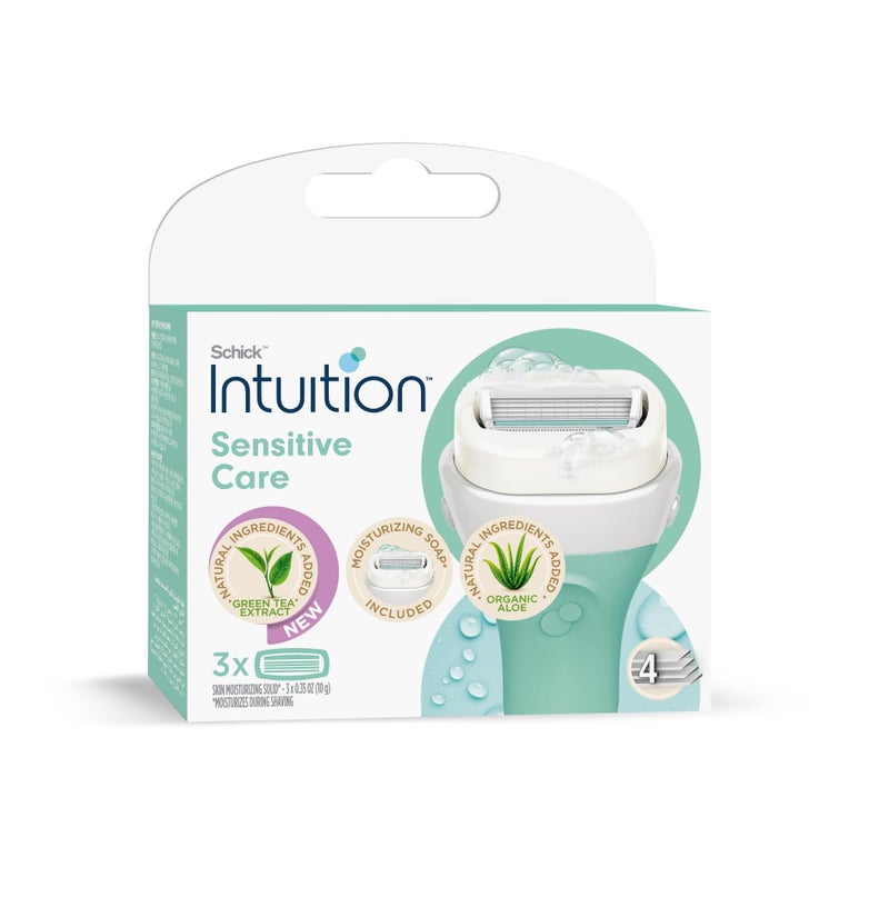 Schick Intuition Sensitive Care 3Pcs*4Blades For Women Green Tea