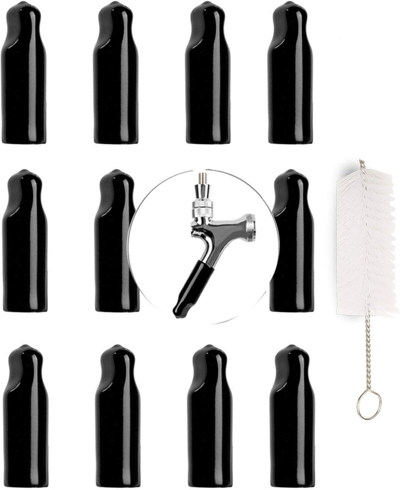 LEGERM Beer Tap Cover Draft Faucet Keg Caps Rubber Tap Soother Sanitary Nipple Cover with Brush 12+1 Pcs - Image 1