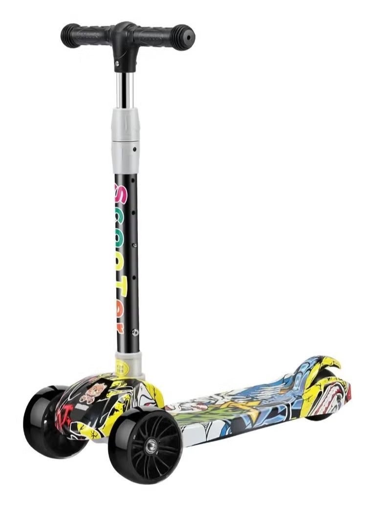 سوفام الأطفال سكوتر دراجة الأطفال يمكنها أن تجلس وتقود عجلة وامض قابلة للضبط ارتفاع قابل للطي أنشطة في الهواء الطلق للفتيان والفتيات الأصفر - Image 1