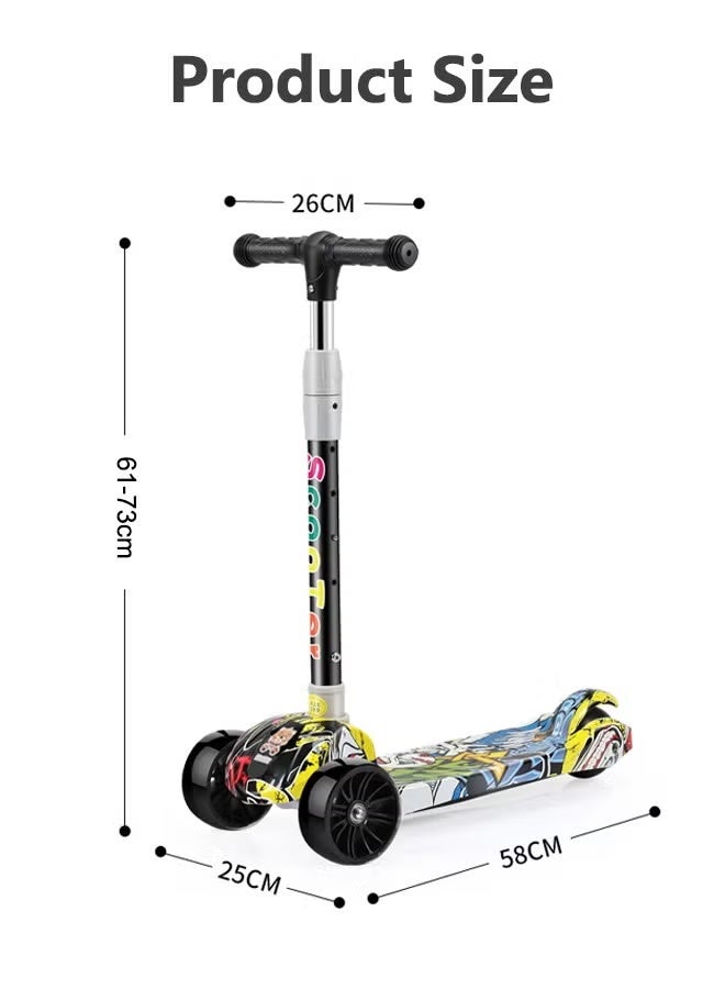 سوفام الأطفال سكوتر دراجة الأطفال يمكنها أن تجلس وتقود عجلة وامض قابلة للضبط ارتفاع قابل للطي أنشطة في الهواء الطلق للفتيان والفتيات الأصفر - Image 3