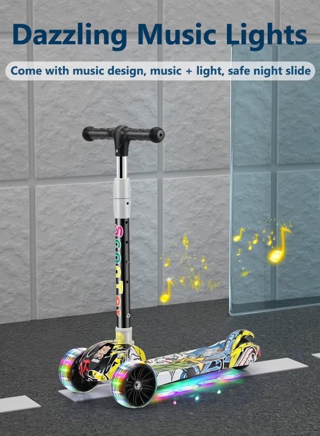 سوفام الأطفال سكوتر دراجة الأطفال يمكنها أن تجلس وتقود عجلة وامض قابلة للضبط ارتفاع قابل للطي أنشطة في الهواء الطلق للفتيان والفتيات الأصفر - Image 4