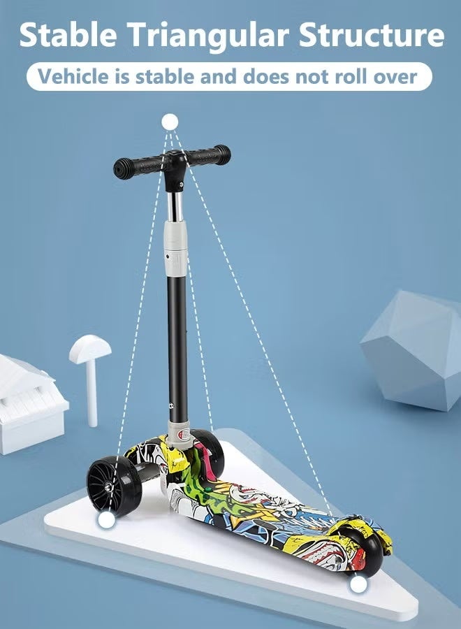 سوفام الأطفال سكوتر دراجة الأطفال يمكنها أن تجلس وتقود عجلة وامض قابلة للضبط ارتفاع قابل للطي أنشطة في الهواء الطلق للفتيان والفتيات الأصفر - Image 5