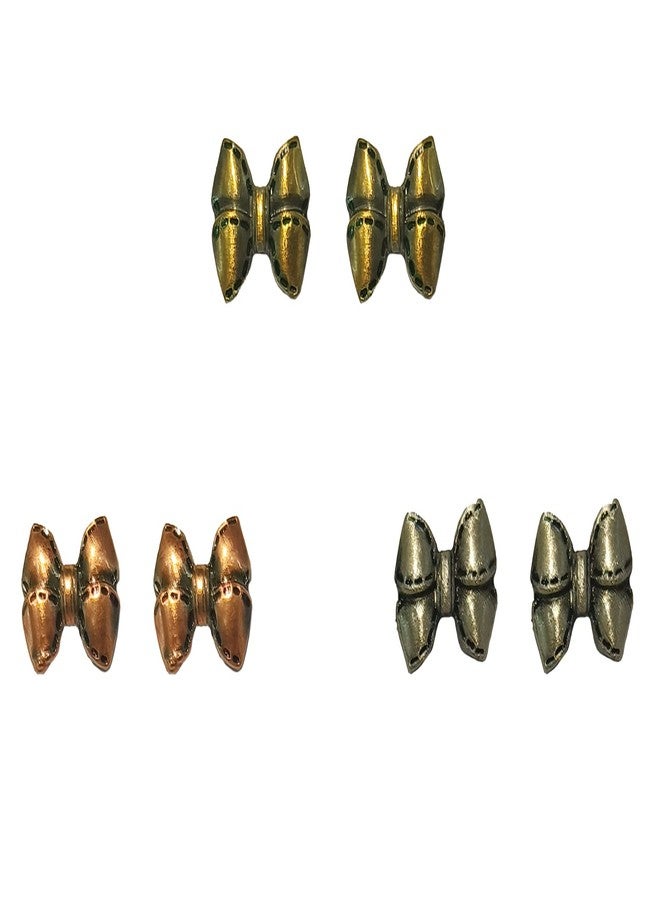 La Belleza Antique Oxidised Ribbow Bow Design Stud Earrings for Girls and Women Combo Pack of 3 in diffferent colors - Image 1