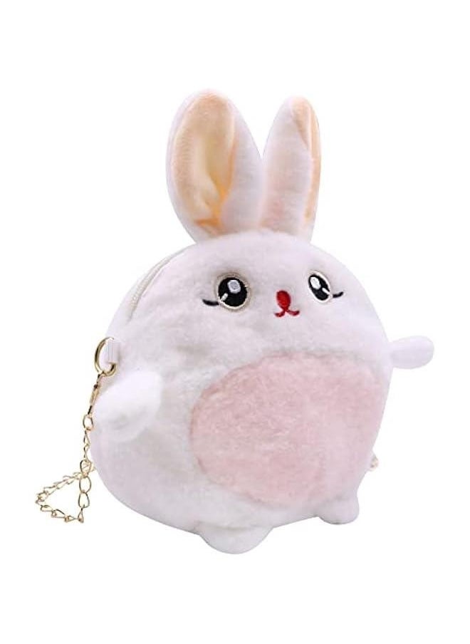 Cute Animal Plush Purse for Women kawaii Rabbit Purse for Girls Shoulder Handbag Crossbody Purse Messenger Bag, White  - Image 2