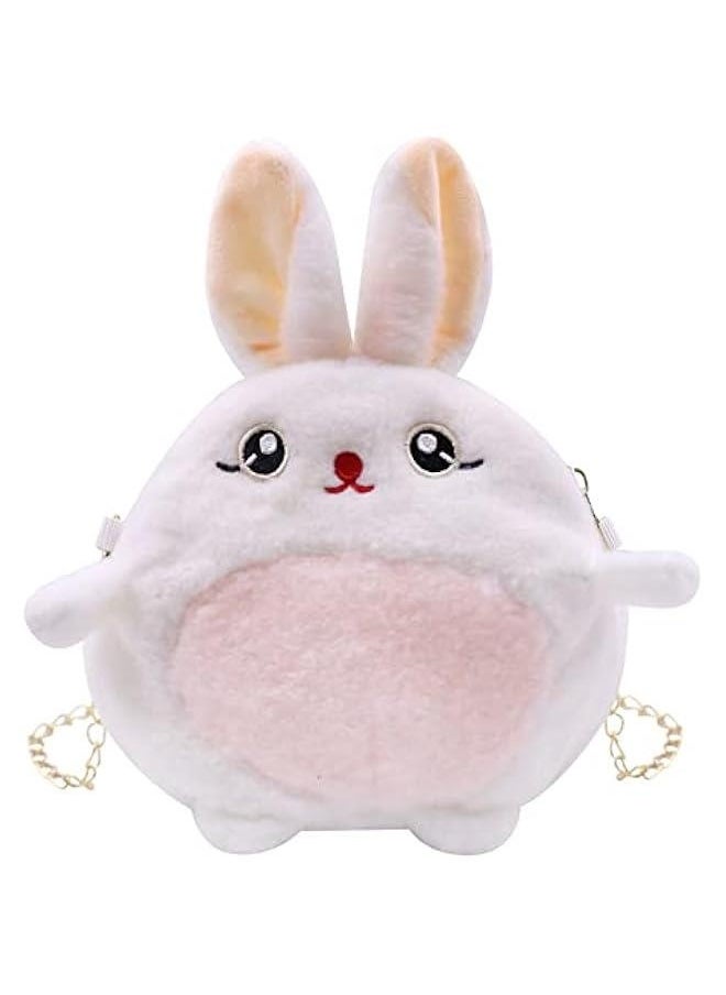 Cute Animal Plush Purse for Women kawaii Rabbit Purse for Girls Shoulder Handbag Crossbody Purse Messenger Bag, White  - Image 1
