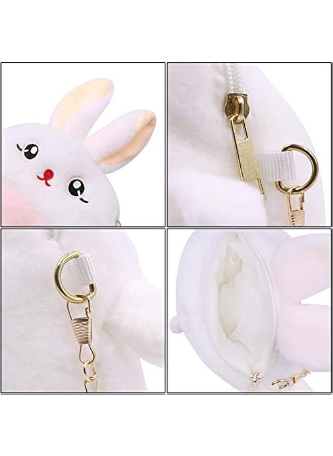 Cute Animal Plush Purse for Women kawaii Rabbit Purse for Girls Shoulder Handbag Crossbody Purse Messenger Bag, White  - Image 4