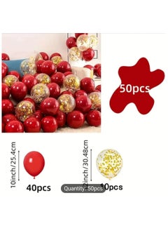 LDQ 50 PCS Red & Golden Latex Balloons-Perfect For Weddings, Birthdays, Anniversaries, Graduations & Mothers Day Celebrations, Birthdays, Winter, New Year  - Image 3