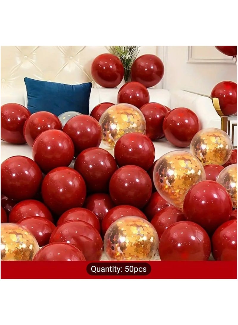 LDQ 50 PCS Red & Golden Latex Balloons-Perfect For Weddings, Birthdays, Anniversaries, Graduations & Mothers Day Celebrations, Birthdays, Winter, New Year - Image 1