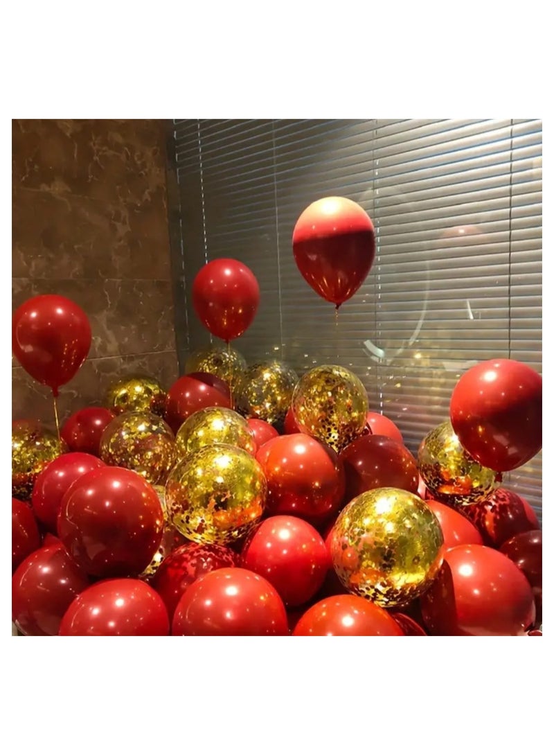 LDQ 50 PCS Red & Golden Latex Balloons-Perfect For Weddings, Birthdays, Anniversaries, Graduations & Mothers Day Celebrations, Birthdays, Winter, New Year - Image 4