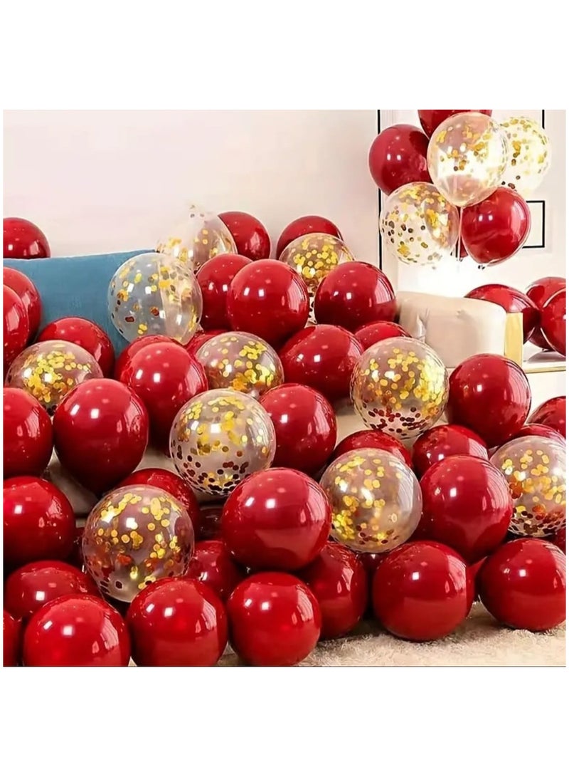 LDQ 50 PCS Red & Golden Latex Balloons-Perfect For Weddings, Birthdays, Anniversaries, Graduations & Mothers Day Celebrations, Birthdays, Winter, New Year - Image 5
