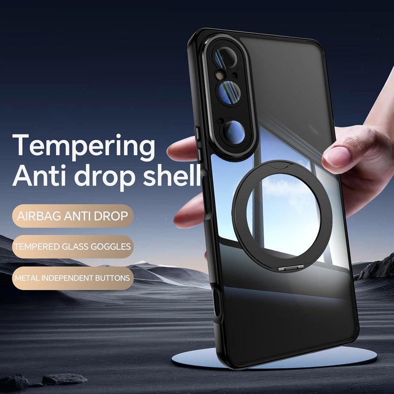 Mingwei Case For Sony Xperia 1 Vii Magnetic Swivel Bracket Ring Holder, Clear Soft Tpu Shock Absorption Slim Lightweight Shockproof Cover Hybrid Protective Case Black, Xperia 1 Vii - Image 3