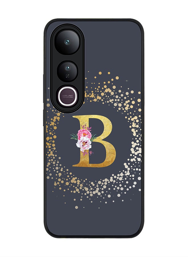 Stylizedd For vivo V50 Lite Case,Slim fit Camera Protection, Shockproof Thin Phone cover  - Custom Monogram Floral - B  (Grey )