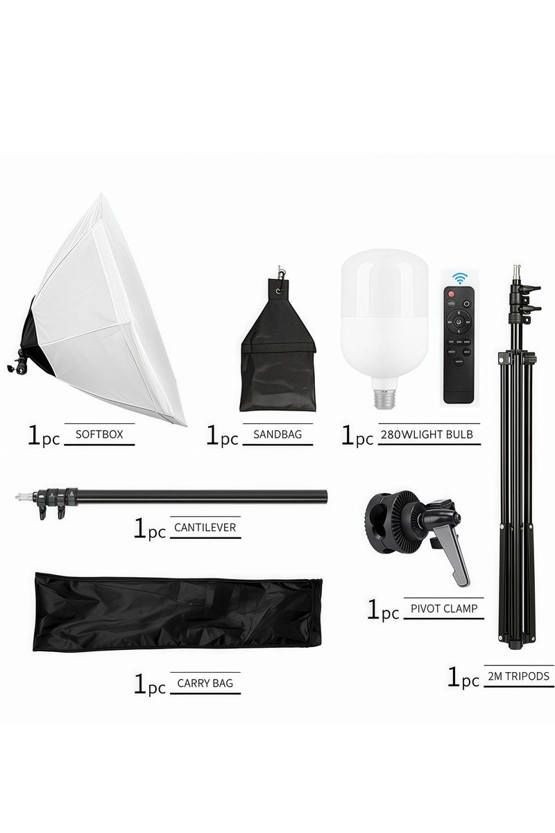 غرانفين طقم إضاءة للتصوير الفوتوغرافي مع مصابيح تحكم عن بعد 280 وات 3 ألوان وصندوق ضوء، وحامل C مع ذراع رافعة، وحقيبة حمل لتسجيل الفيديو، وتصوير البورتريه - Image 2