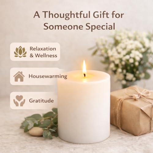 Pure Source India Classic White Pillar Candle – Unscented, Smokeless & Dripless Long Burn Candle for Living Room, Spa, Meditation & Special Occasions-3X3inch(White) - Image 5