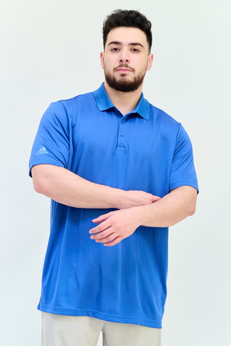 Adidas Men Sportswear Fit Short Sleeves Outdoor Polo Shirt, Blue  - Image 1