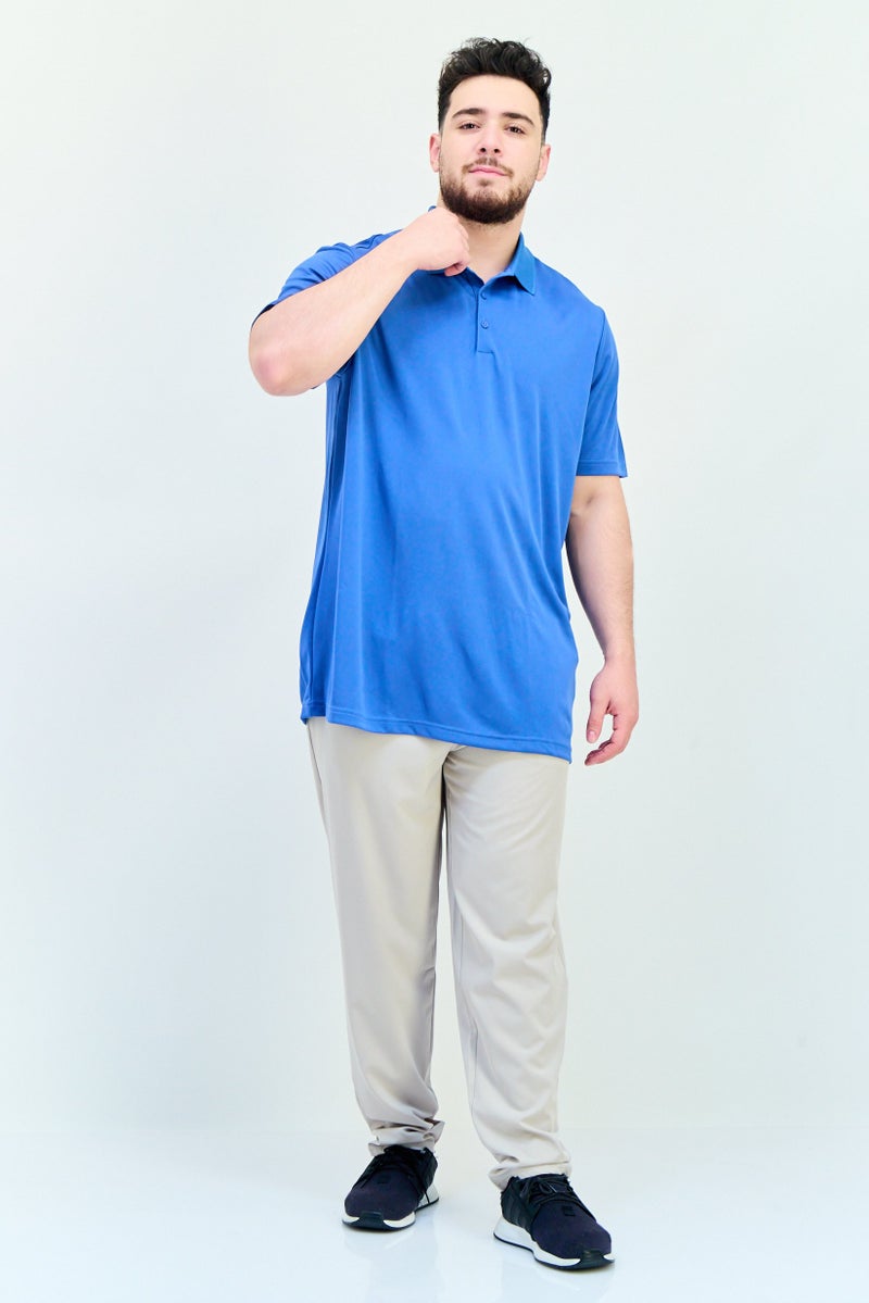 Adidas Men Sportswear Fit Short Sleeves Outdoor Polo Shirt, Blue  - Image 4