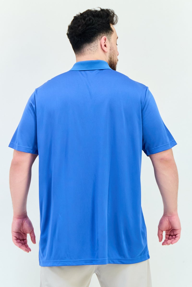 Adidas Men Sportswear Fit Short Sleeves Outdoor Polo Shirt, Blue  - Image 2