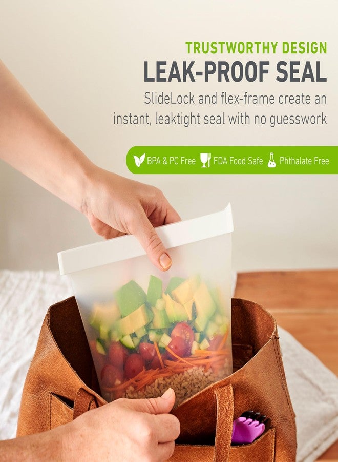 humangear GoPouch - Flexible Food Storage Container, Quick-Seal, Reusable Pouches, Leak Proof Bag with Slide-Lock Closure System, Clear, Medium - Image 3