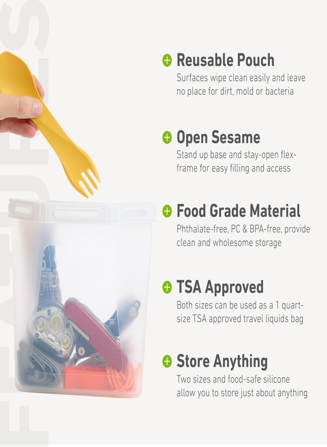 humangear GoPouch - Flexible Food Storage Container, Quick-Seal, Reusable Pouches, Leak Proof Bag with Slide-Lock Closure System, Clear, Medium - Image 4