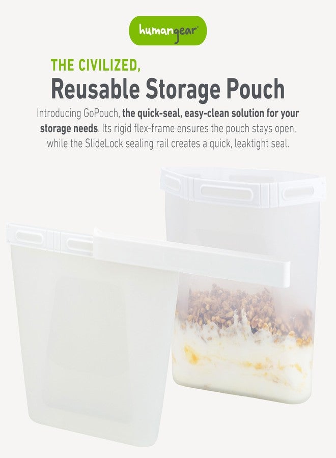 humangear GoPouch - Flexible Food Storage Container, Quick-Seal, Reusable Pouches, Leak Proof Bag with Slide-Lock Closure System, Clear, Medium - Image 2
