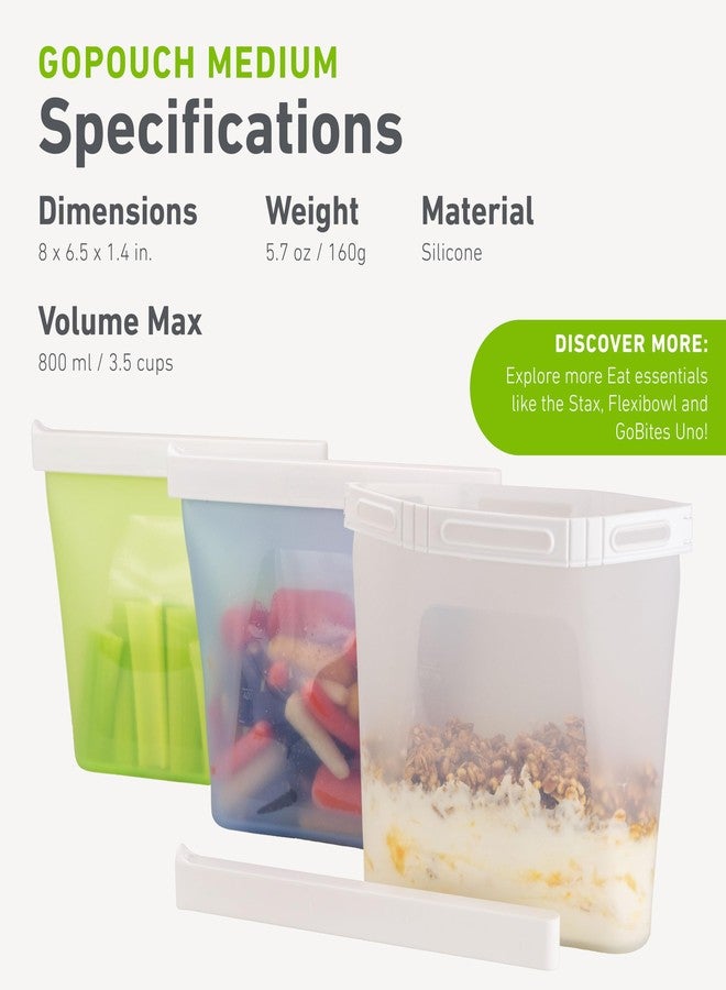 humangear GoPouch - Flexible Food Storage Container, Quick-Seal, Reusable Pouches, Leak Proof Bag with Slide-Lock Closure System, Clear, Medium - Image 5