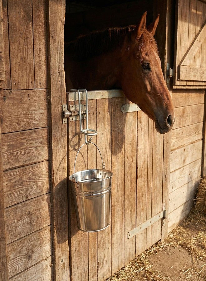 كيو دبليو او ار كي خطافات دلو مياه محمولة للخيول من QWORK، عبوة من قطعتين، ملحقات قابلة للإزالة لإسطبلات الخيول، تُعلق فوق السياج على جدران الإسطبل، مقاومة للصدأ، لوازم الماشية للإسطبلات والحظائر - Image 3