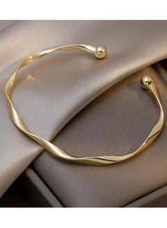 Goolsky Elegant Twist Design Alloy Cuff Bracelet For Women, Simple Minimalist Style, Daily Fashion Accessory, Available In Golden And Silvery Finish  - Image 1