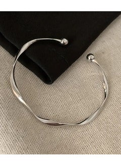 Goolsky Elegant Twist Design Alloy Cuff Bracelet For Women, Simple Minimalist Style, Daily Fashion Accessory, Available In Golden And Silvery Finish  - Image 3