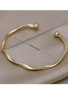 Goolsky Elegant Twist Design Alloy Cuff Bracelet For Women, Simple Minimalist Style, Daily Fashion Accessory, Available In Golden And Silvery Finish  - Image 5