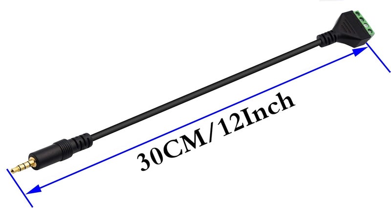 zdyCGTime 3.5mm Screw Terminal Block Cable 3.5mm (1/8inch) Stereo TRRS Audio Male to 4 Pin/Way Female Bolt Screw Headphone Balum Converter Adapter Cable（30CM/2Packs) (4Pole/M) - Image 2