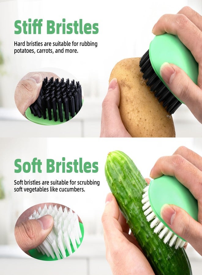 CLEANGOR Vegetable Brush Scrubber for Food, Black Stiff Bristles Brush & White Soft Bristles Brush, Dishwasher Safe Ear-Hanging Veggie & Fruit Cleaning Brush for Potato, Mushroom, Carrot, Lemon, Egg - Image 4