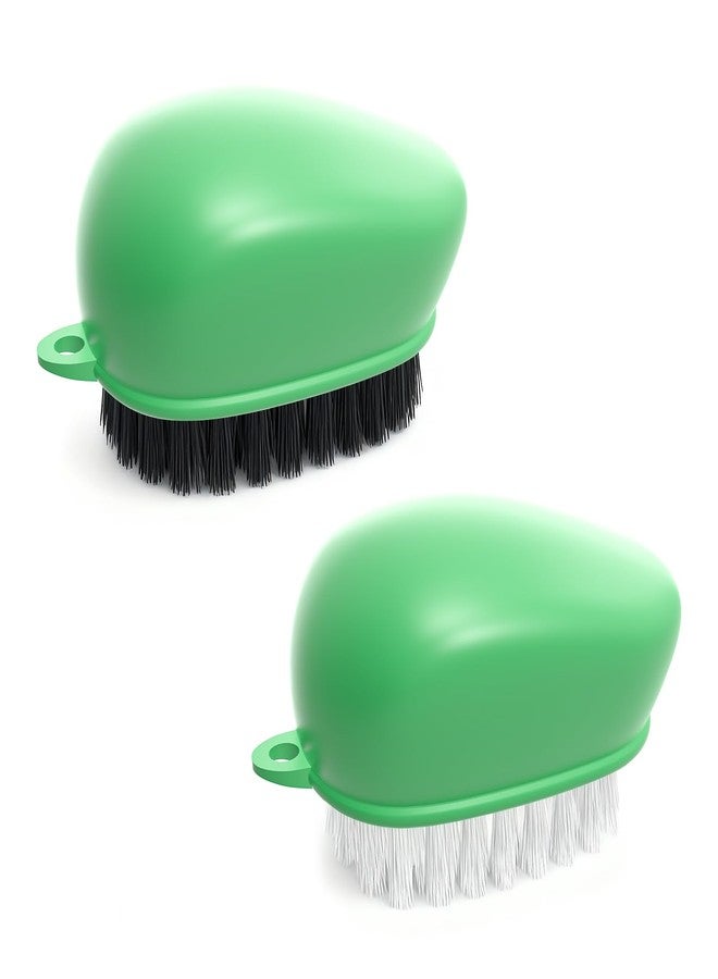 CLEANGOR Vegetable Brush Scrubber for Food, Black Stiff Bristles Brush & White Soft Bristles Brush, Dishwasher Safe Ear-Hanging Veggie & Fruit Cleaning Brush for Potato, Mushroom, Carrot, Lemon, Egg - Image 1