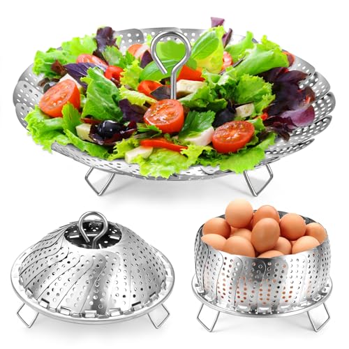 LAIHIFA Steamer Basket, Premium Stainless Steel Vegetable Steamer Basket for Veggies & Seafood Cooking, Expandable Food Steaming Basket Fits for Various Size Pots & Pans (6.4" to 10") LAIHIFA - Image 1
