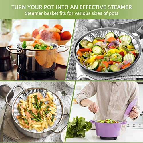 LAIHIFA Steamer Basket, Premium Stainless Steel Vegetable Steamer Basket for Veggies & Seafood Cooking, Expandable Food Steaming Basket Fits for Various Size Pots & Pans (6.4" to 10") LAIHIFA - Image 5