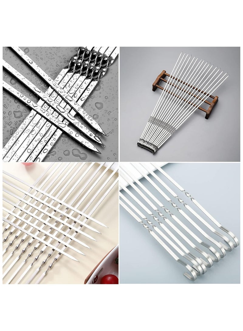 BJM Kebab Skewers, 10PCS Stainless Steel BBQ Grilling Skewers Flat Reusable Metal Skewer Sticks 14.7inch for Barbecue, Camping Cooking, Shish Kabob, Party Essentials - Image 2