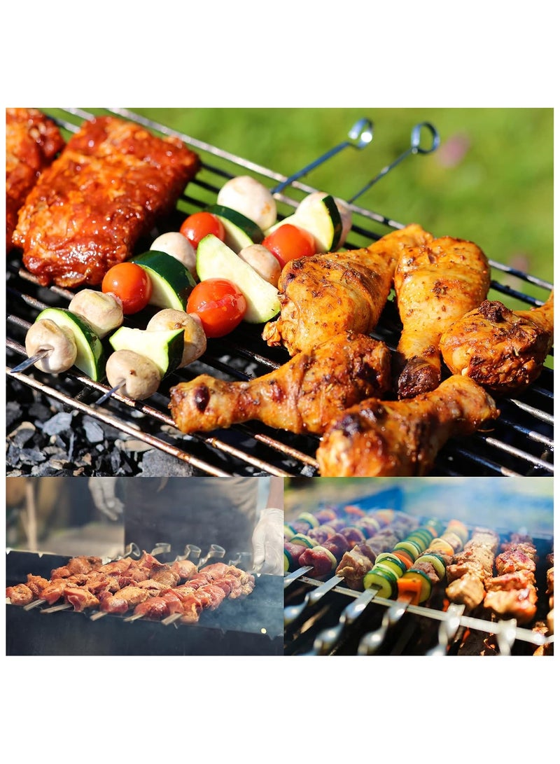 BJM Kebab Skewers, 10PCS Stainless Steel BBQ Grilling Skewers Flat Reusable Metal Skewer Sticks 14.7inch for Barbecue, Camping Cooking, Shish Kabob, Party Essentials - Image 4