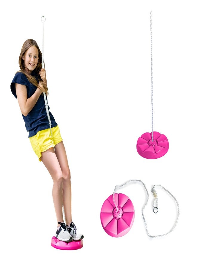 Squirrel Products Heavy Duty Pink Disc Tree Swing with Rope for Outdoor Play - Easy DIY Addition to Playset or Tree - Image 1