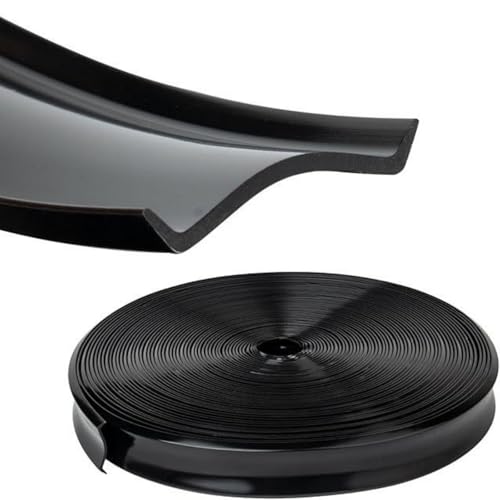 TeegRoow 1'' RV Trim Molding Insert, 50' UV-Resistant RVs Weather Stripping Exterior, Heavy Duty Black Rubber Vinyl RV Screw Cover Trim, Corner Molding Exterior Rain Gutter & Roof Edge Trim for Trailer, Camper - Image 1