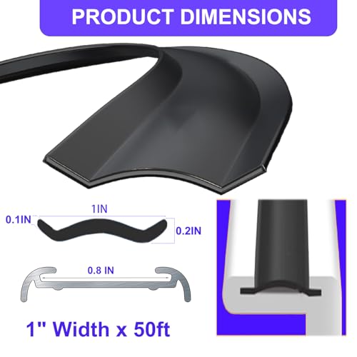 TeegRoow 1'' RV Trim Molding Insert, 50' UV-Resistant RVs Weather Stripping Exterior, Heavy Duty Black Rubber Vinyl RV Screw Cover Trim, Corner Molding Exterior Rain Gutter & Roof Edge Trim for Trailer, Camper - Image 2