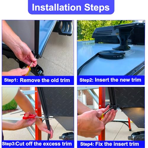 TeegRoow 1'' RV Trim Molding Insert, 50' UV-Resistant RVs Weather Stripping Exterior, Heavy Duty Black Rubber Vinyl RV Screw Cover Trim, Corner Molding Exterior Rain Gutter & Roof Edge Trim for Trailer, Camper - Image 4