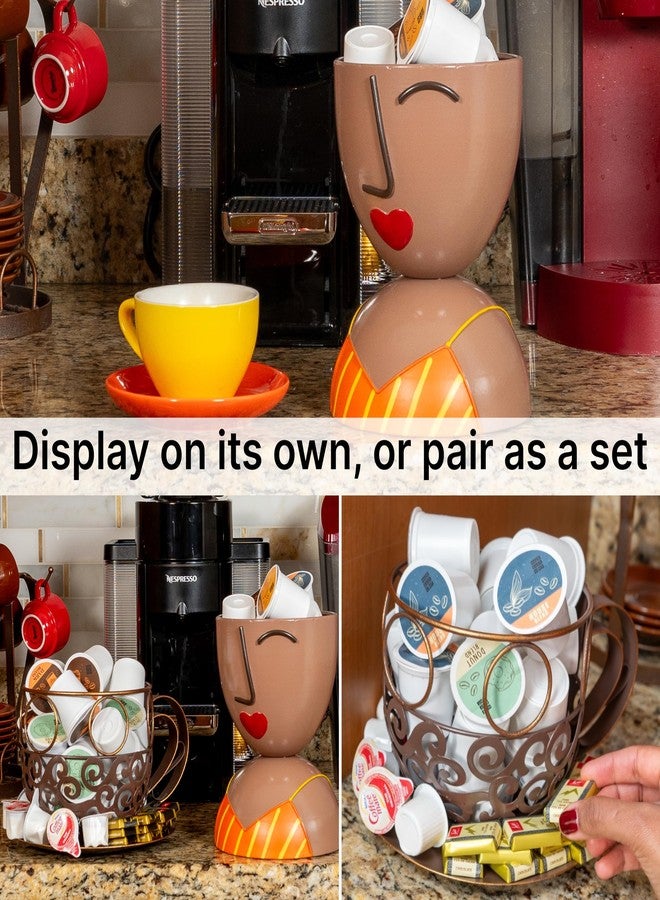 Made Easy Kit Coffee Pod Basket Organizer Practical Decoration - Compatible with Keurig K-Cup Pods & Capsules - Home Cafe Bar Decor Useful Kitchen Countertop Freestanding (Orange Yellow Stripe) - Image 4